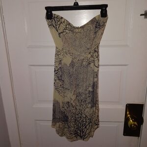 Quicksilver Strapless Dress with blue coral design